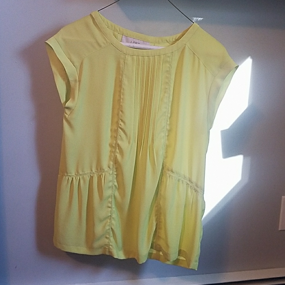 Lime green cap sleeve blouse